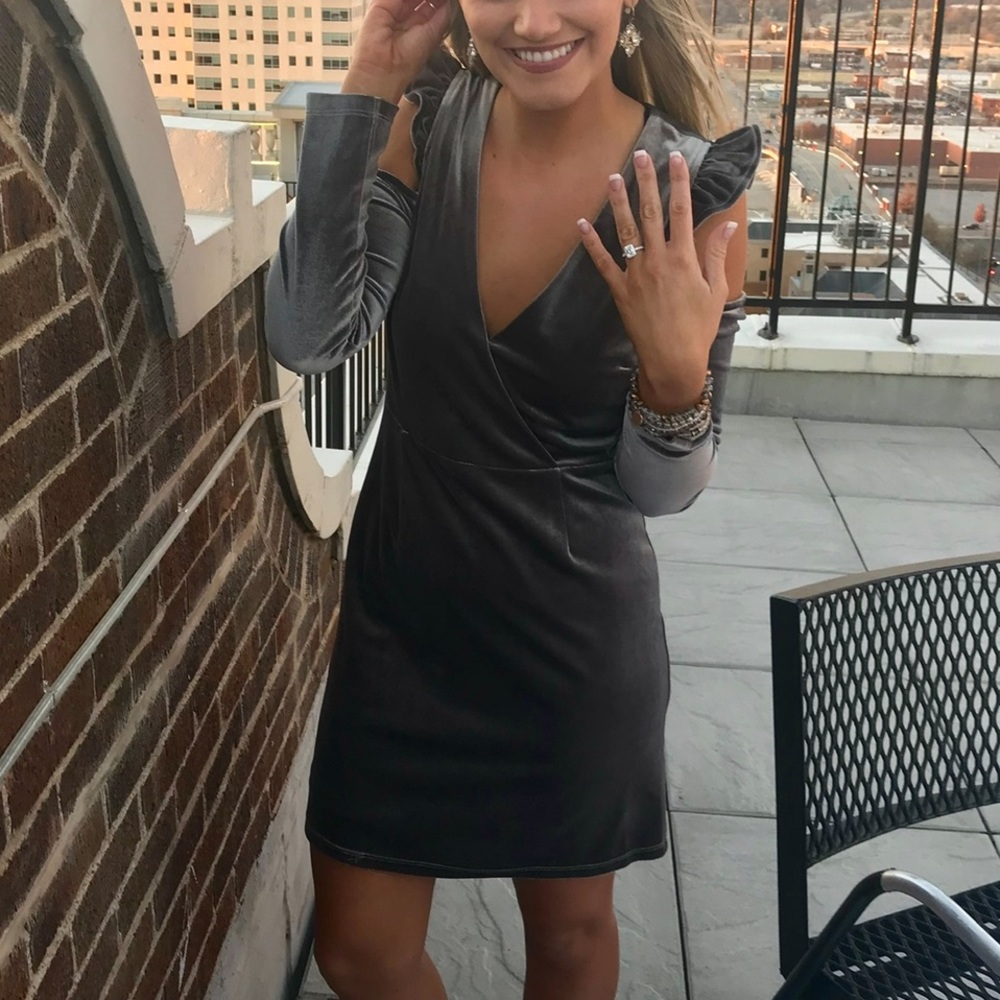 Gianni Bini Silver Velvet Dress